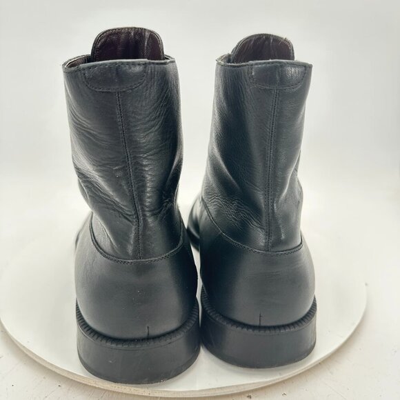 A. Testoni Men Size 10.5 Black Leather Plain Toe Lace Up Ankle Boot - Picture 5 of 13